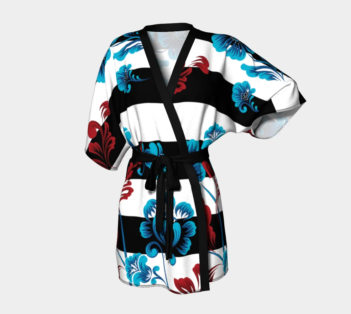 Floral Striped Kimono Robe