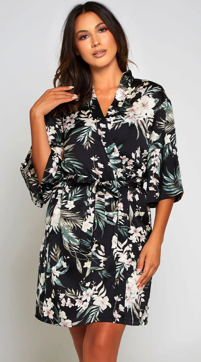Full Bloom Satin Robe