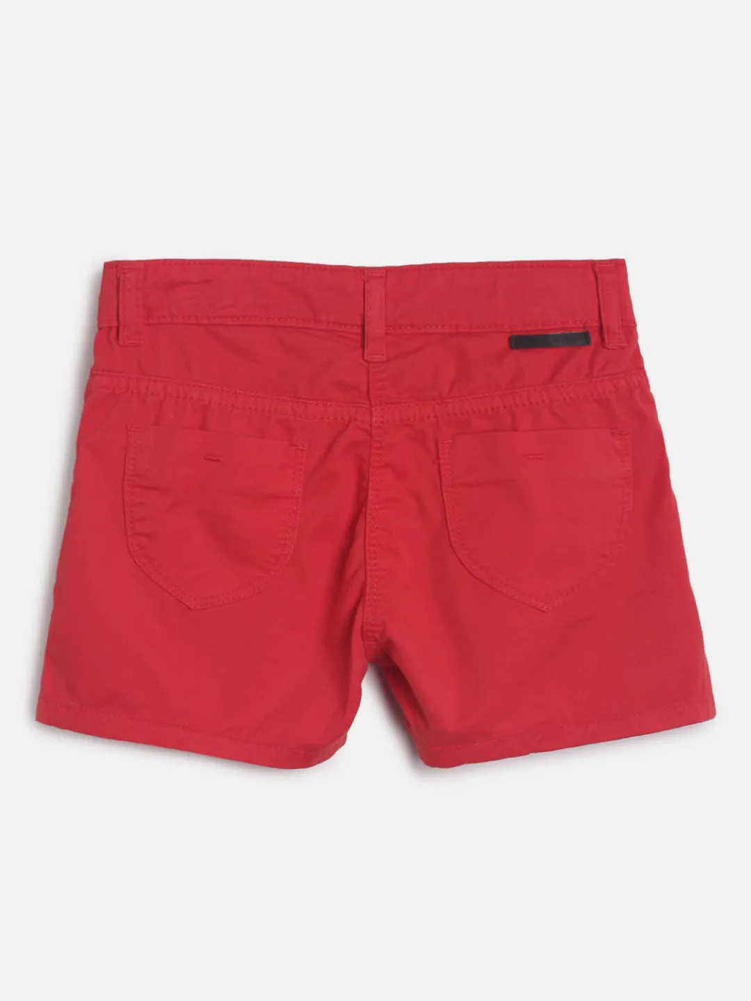 Girls Regular Fit Red Side Tape Details Cotton Shorts