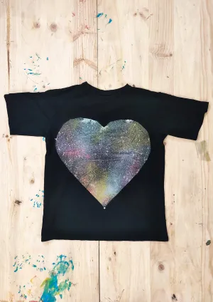 HANDPAINTED - T-SHIRT L - COTTON JERSEY black painted
