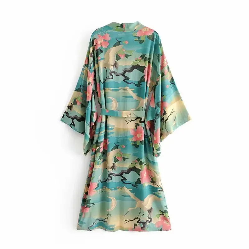 Here and Now Floral Print Bohemian Kimono