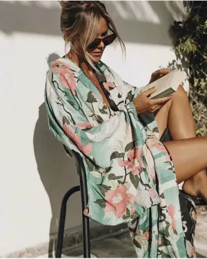 Here and Now Floral Print Bohemian Kimono