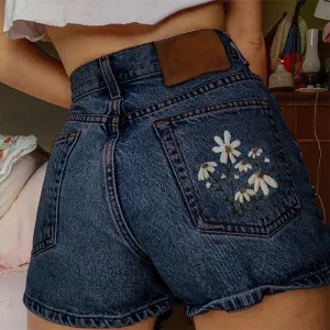 Ivyshape | Artistic Printed Denim Shorts for Women