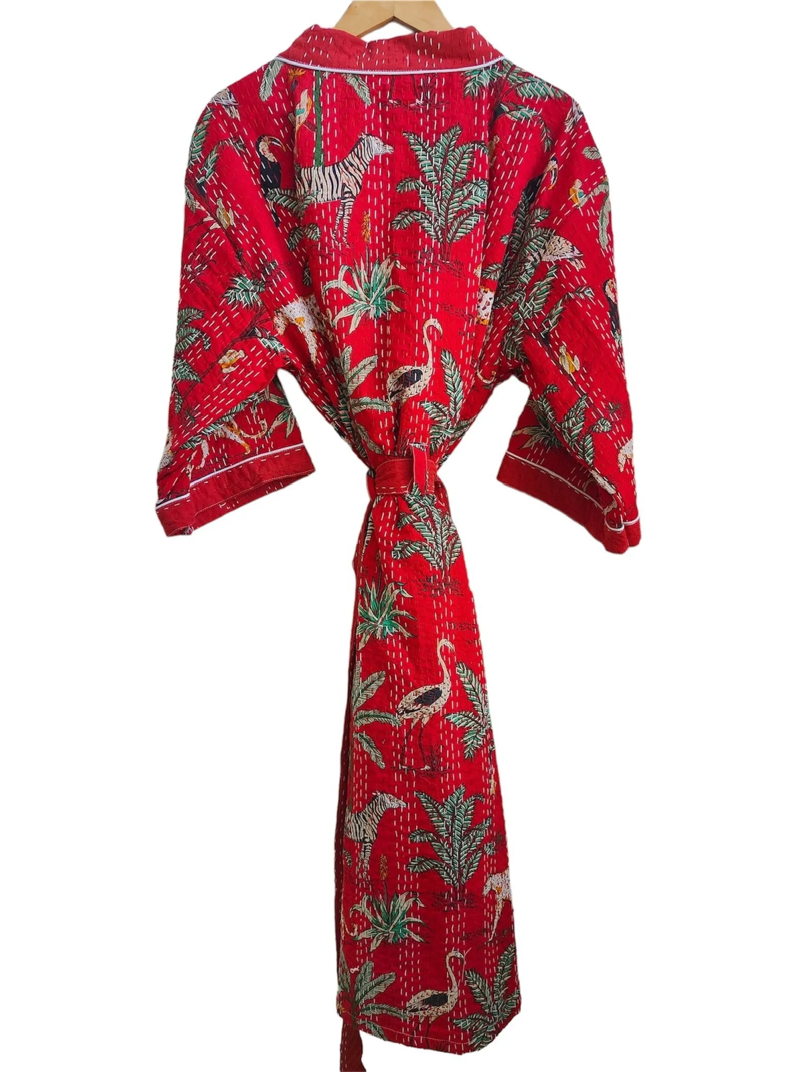JUNGLE SAFARI RED - KANTHA KIMONO ROBE