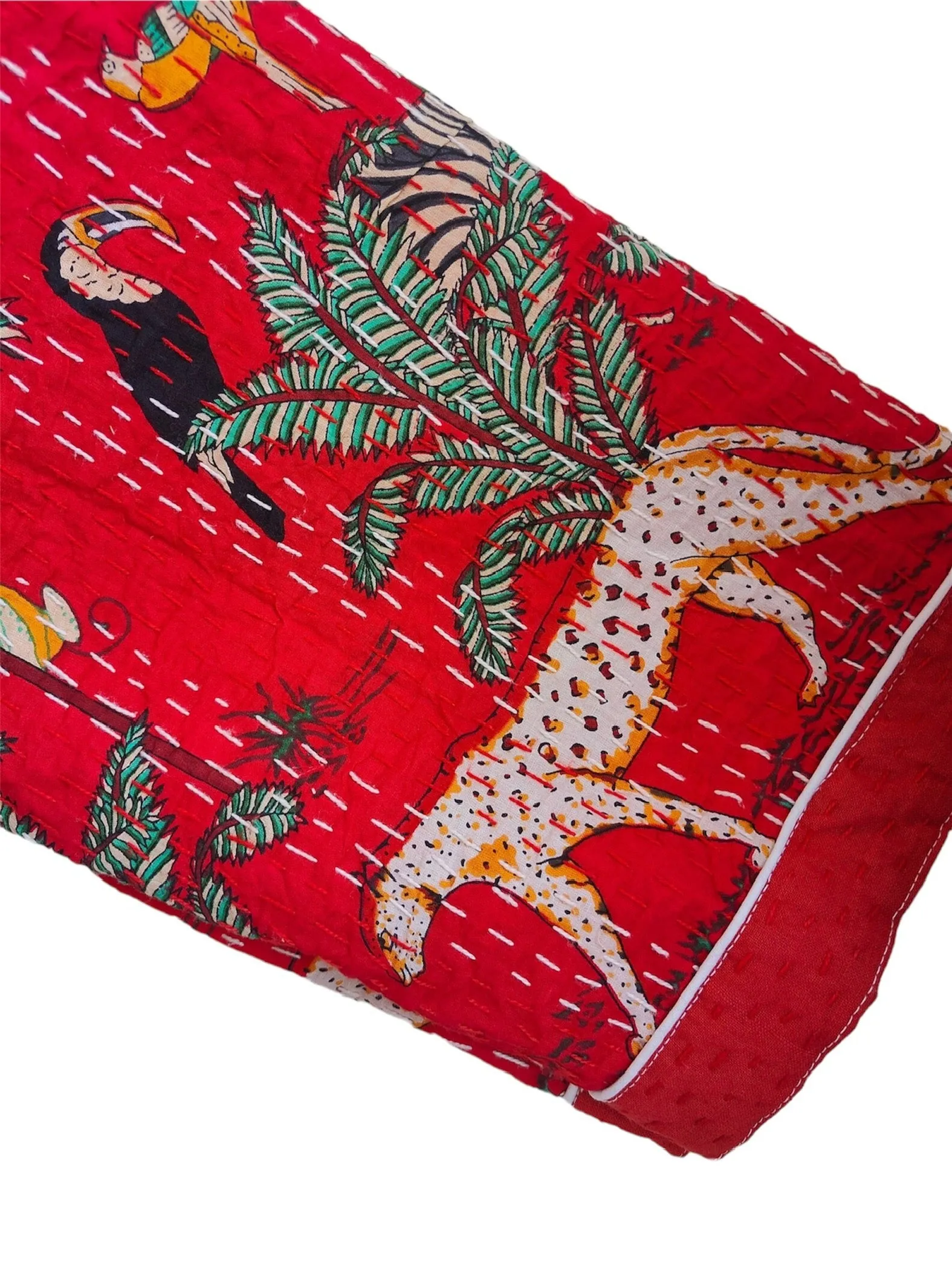 JUNGLE SAFARI RED - KANTHA KIMONO ROBE