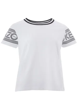Kenzo Sleek White Logo Sleeve T-Shirt