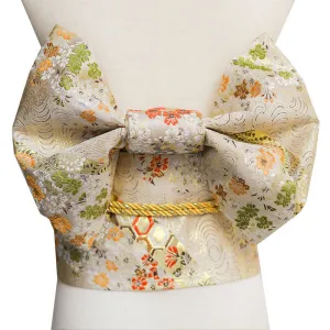 Kimono Obi Belt with Floral Brocade Pattern