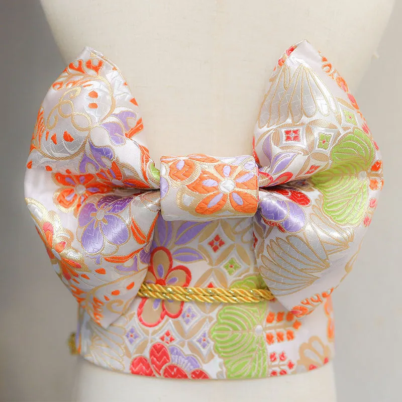Kimono Obi Belt with Floral Brocade Pattern