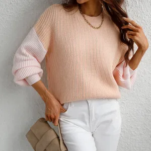 Knitted Pullover Two Tone Sweater