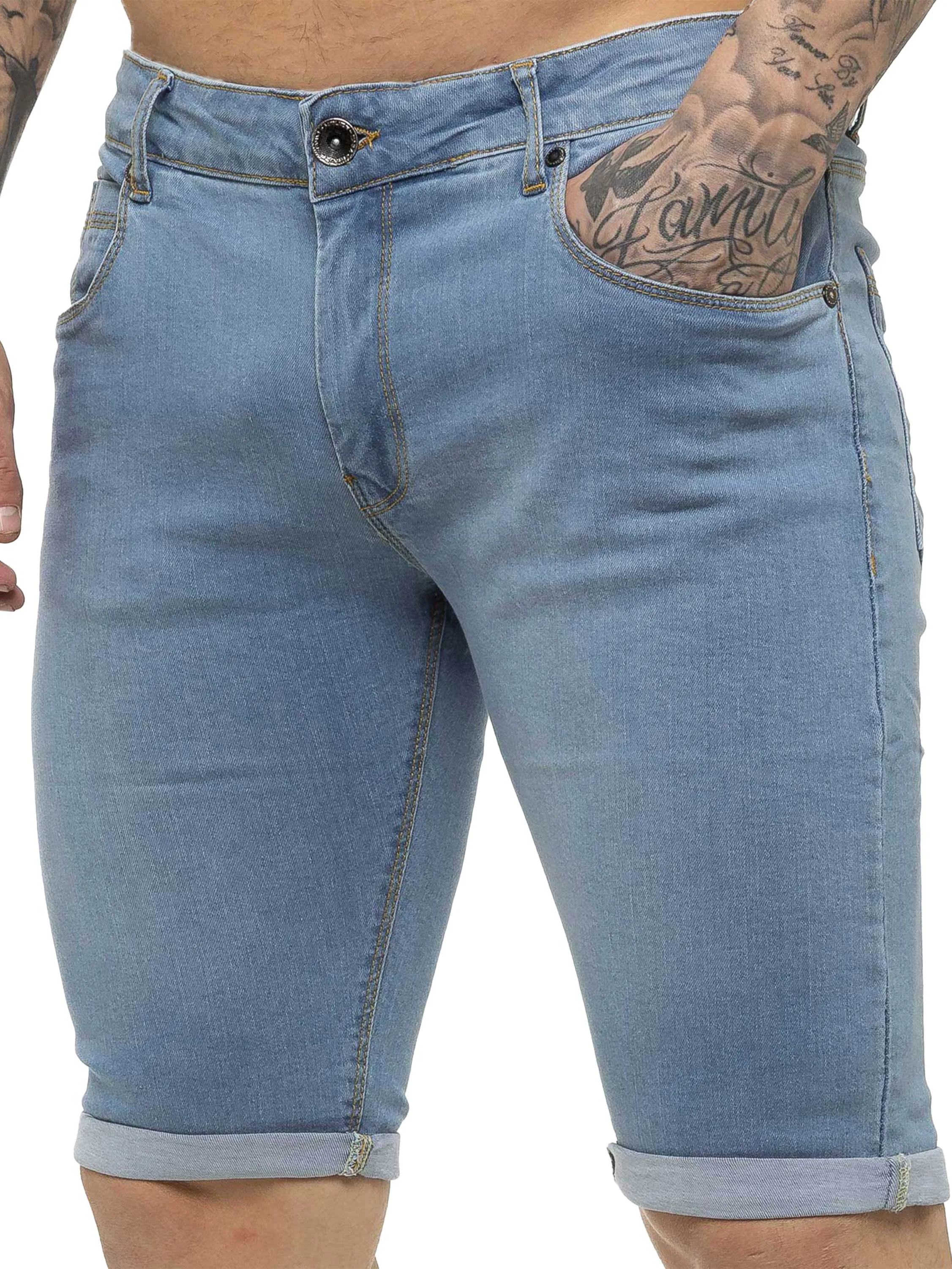 Kruze | Mens Denim Skinny Stretch Shorts