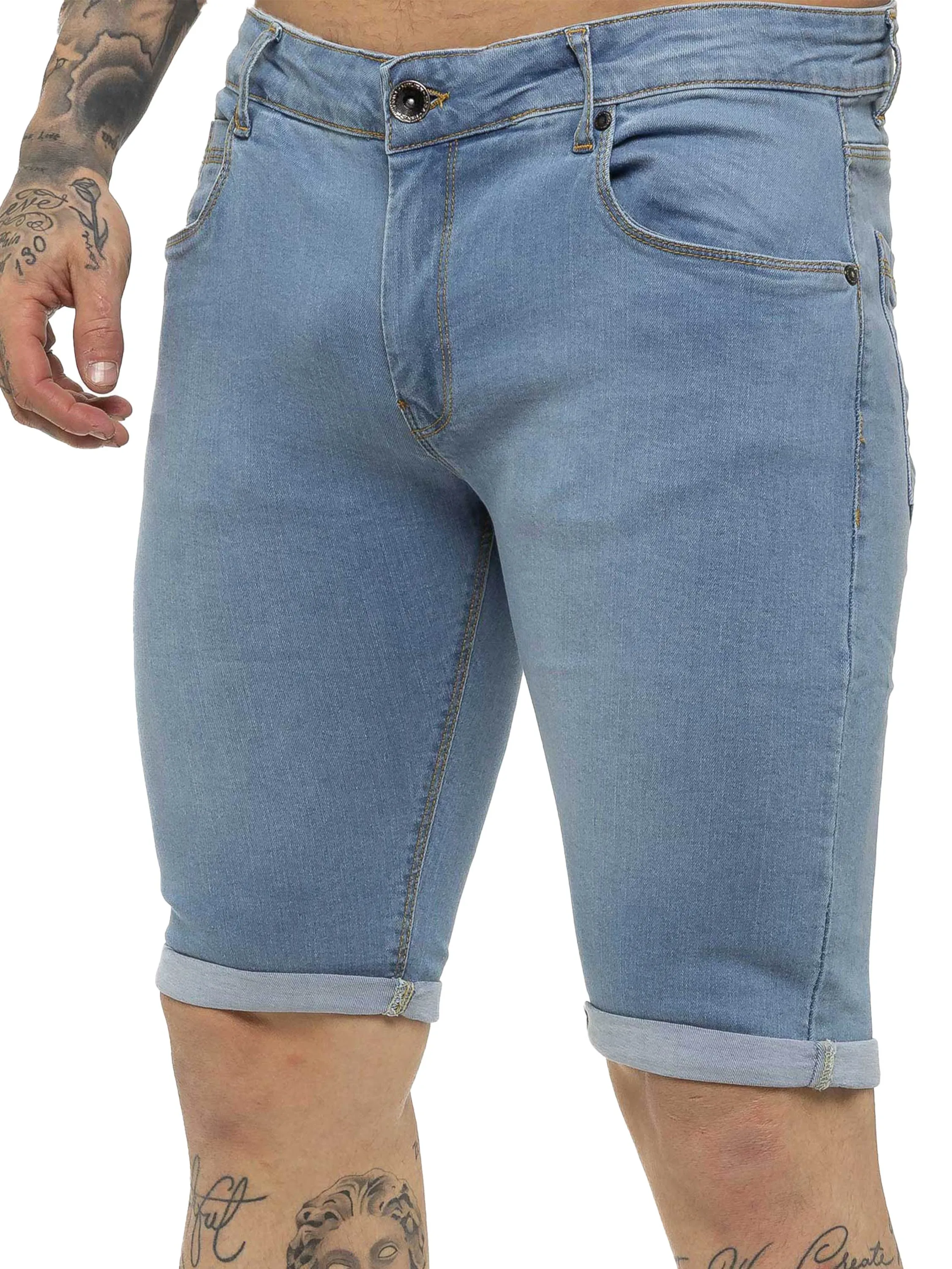 Kruze | Mens Denim Skinny Stretch Shorts