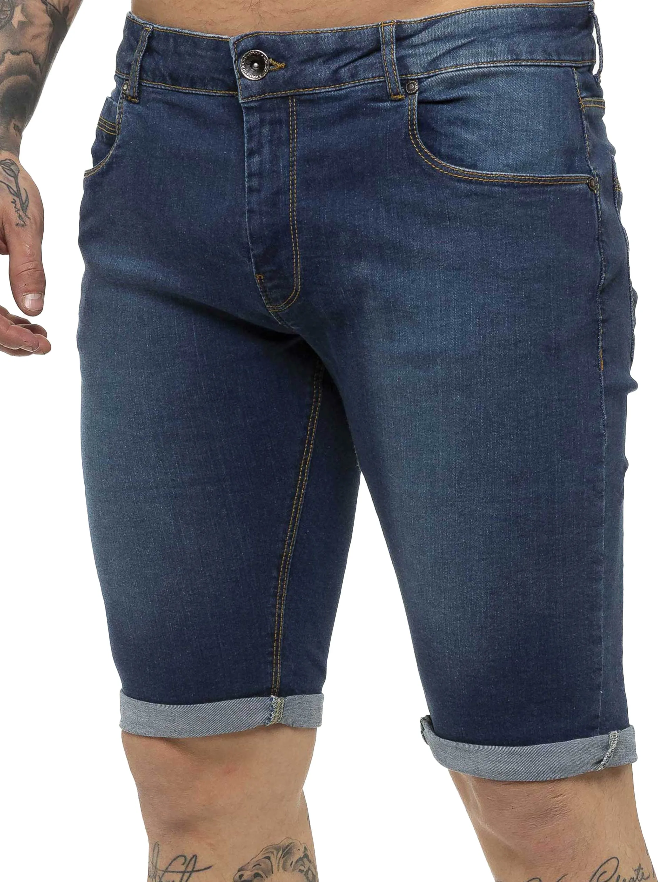 Kruze | Mens Denim Skinny Stretch Shorts