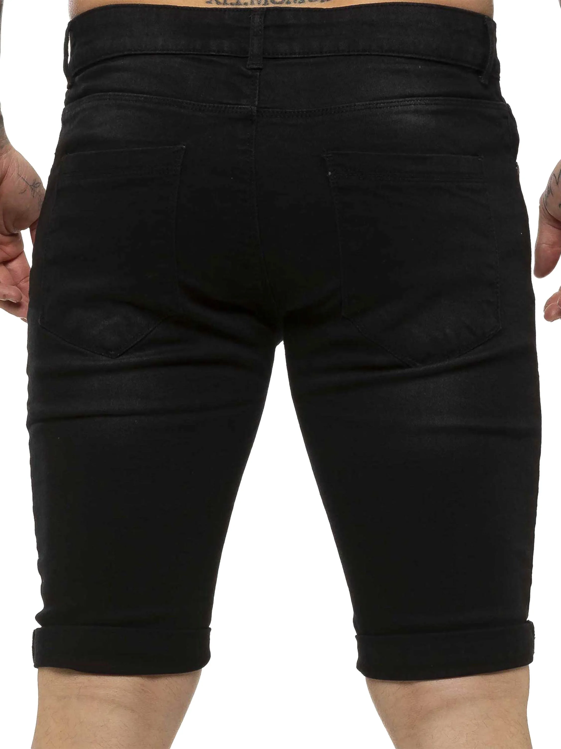 Kruze | Mens Denim Skinny Stretch Shorts