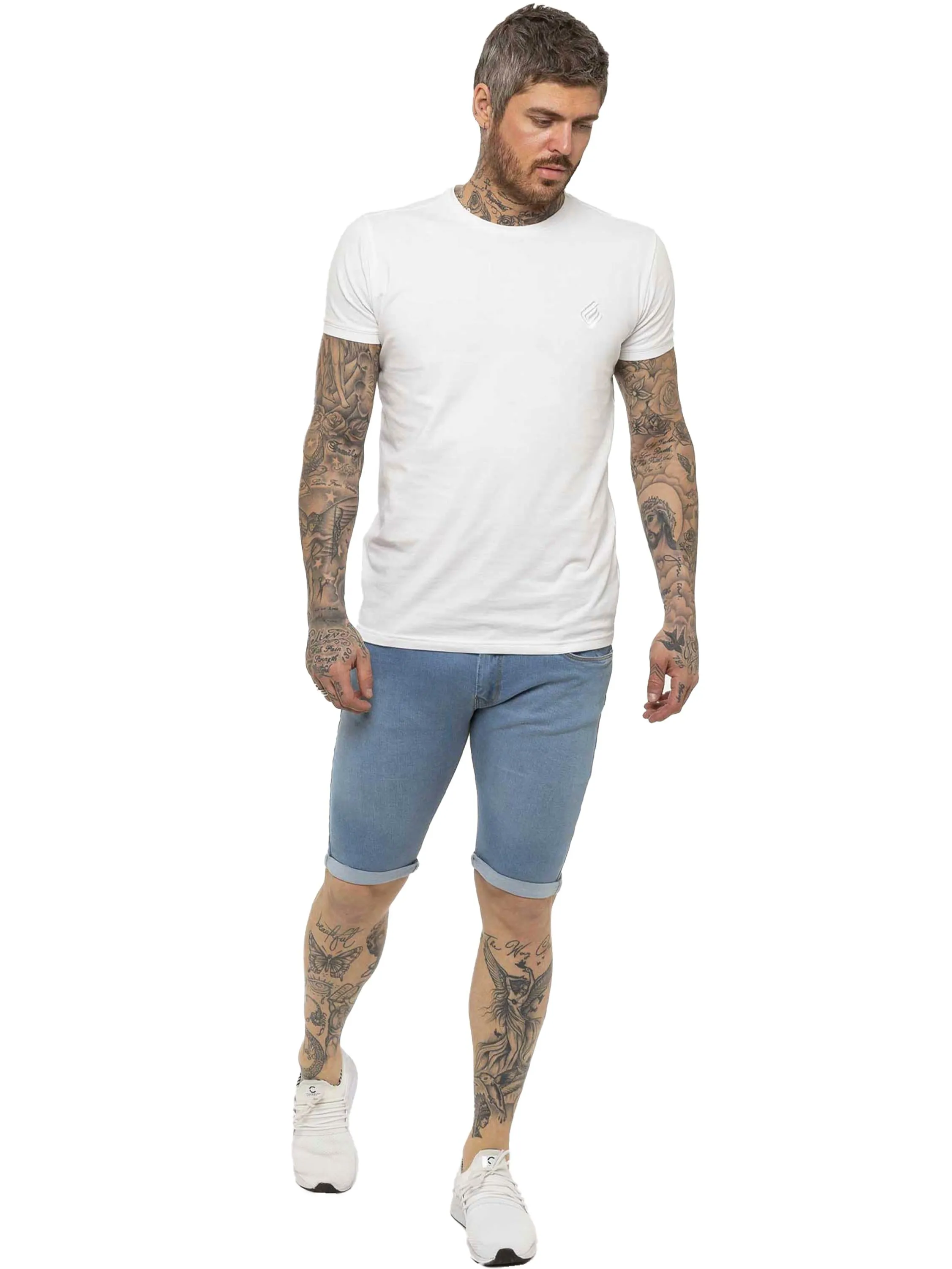 Kruze | Mens Denim Skinny Stretch Shorts
