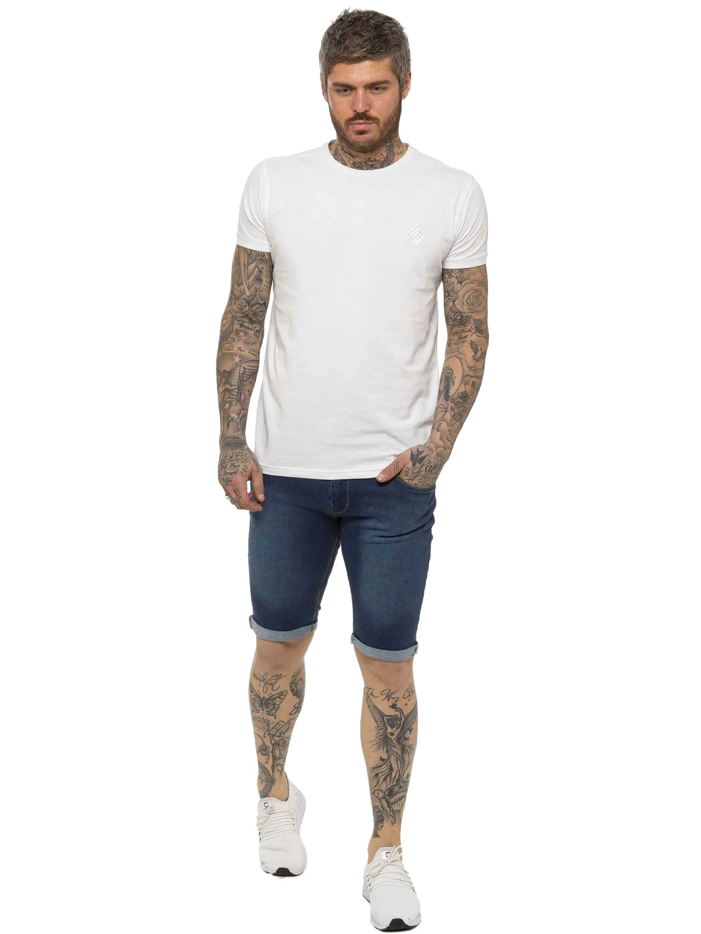 Kruze | Mens Denim Skinny Stretch Shorts