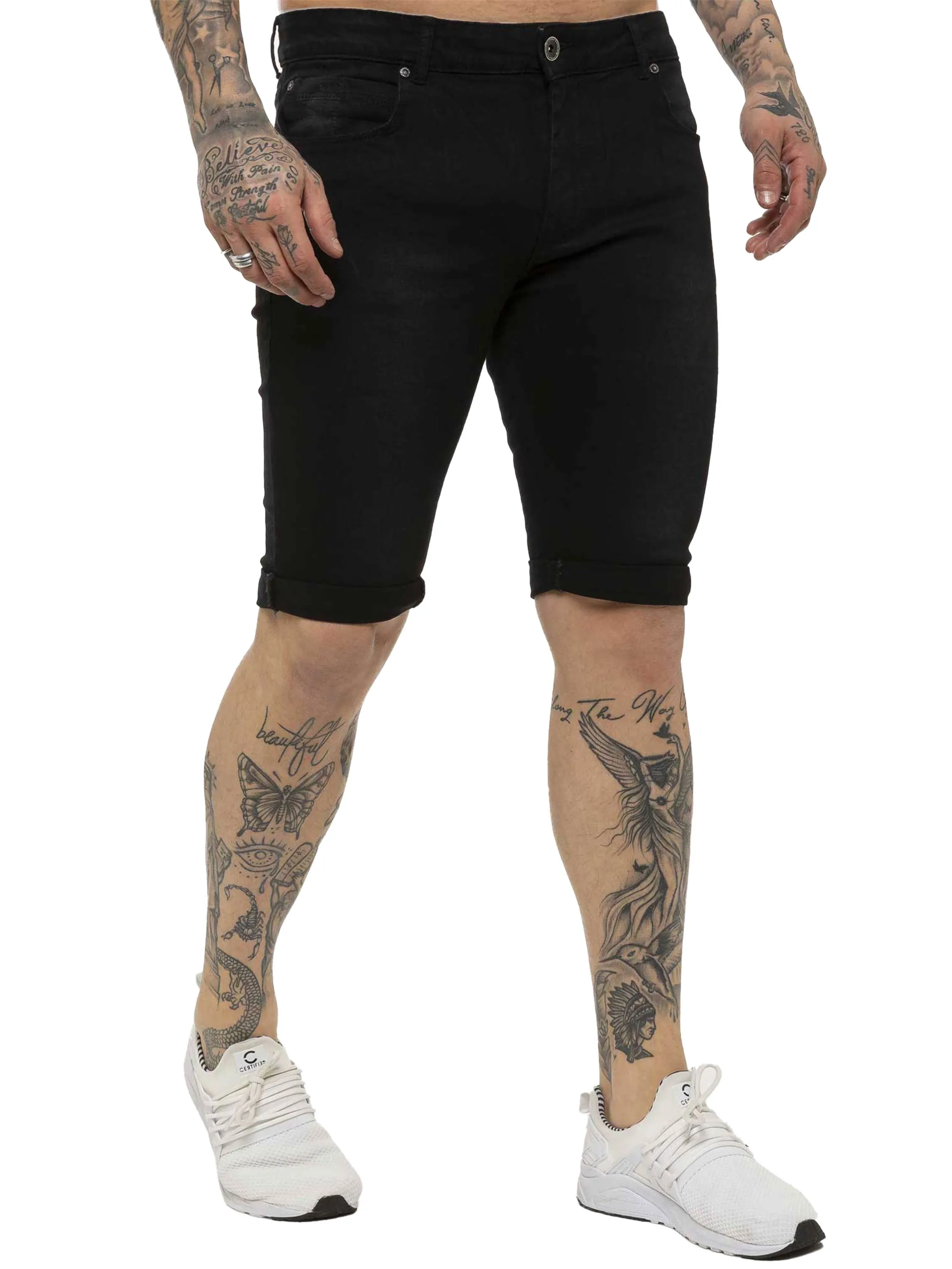 Kruze | Mens Denim Skinny Stretch Shorts