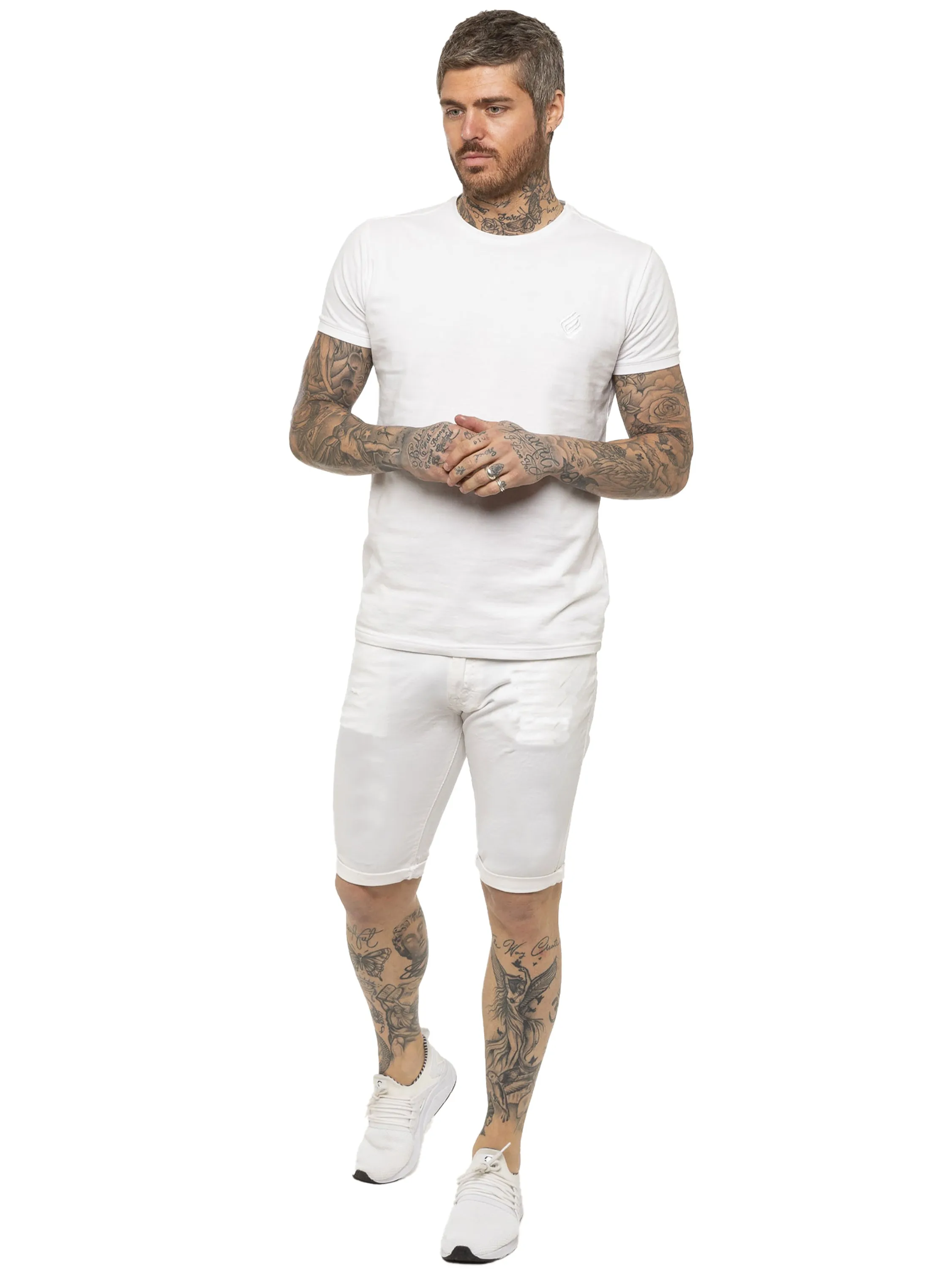 Kruze | Mens Denim Skinny Stretch Shorts