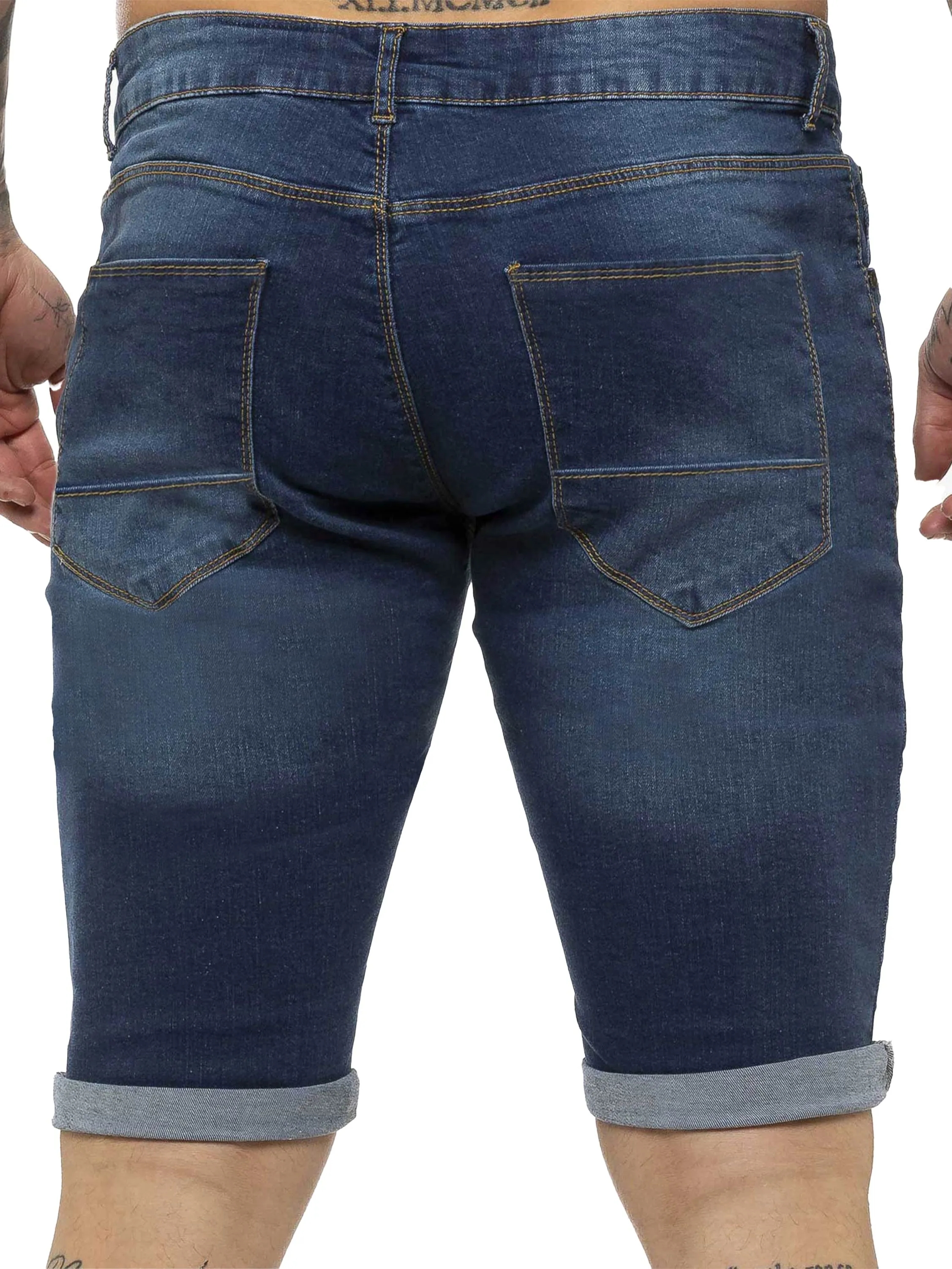 Kruze | Mens Denim Skinny Stretch Shorts