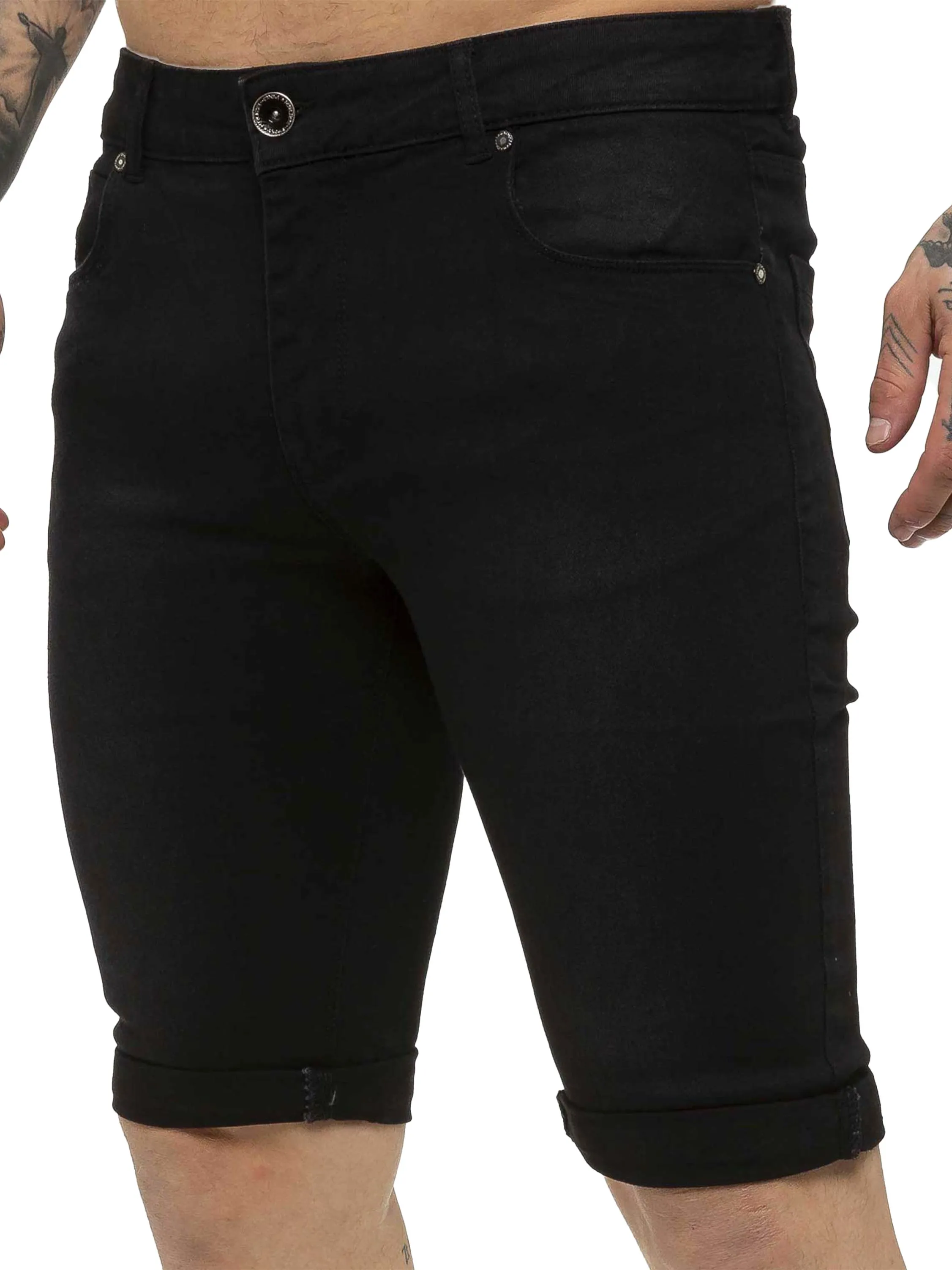 Kruze | Mens Denim Skinny Stretch Shorts
