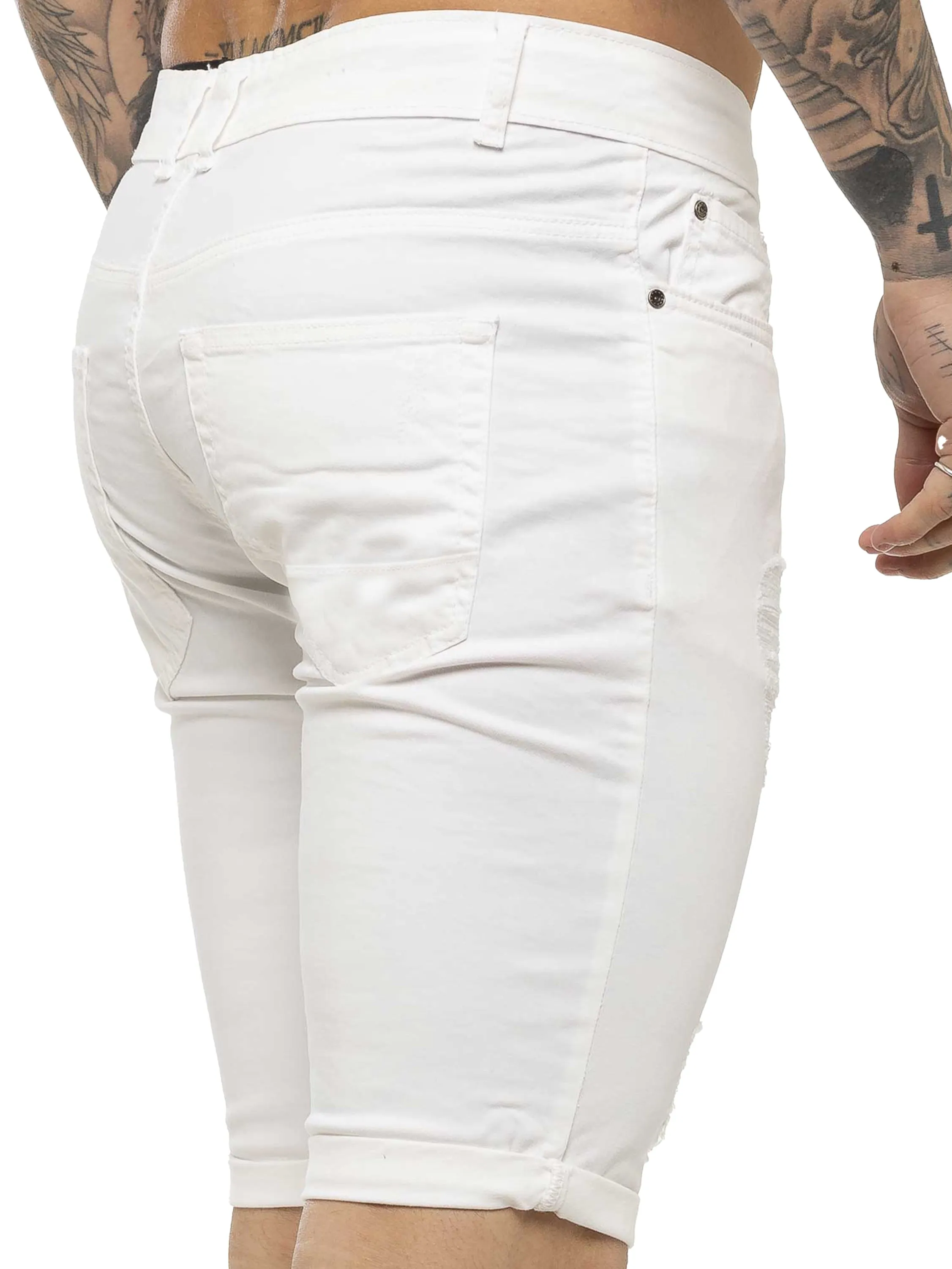 Kruze | Mens Denim Skinny Stretch Shorts