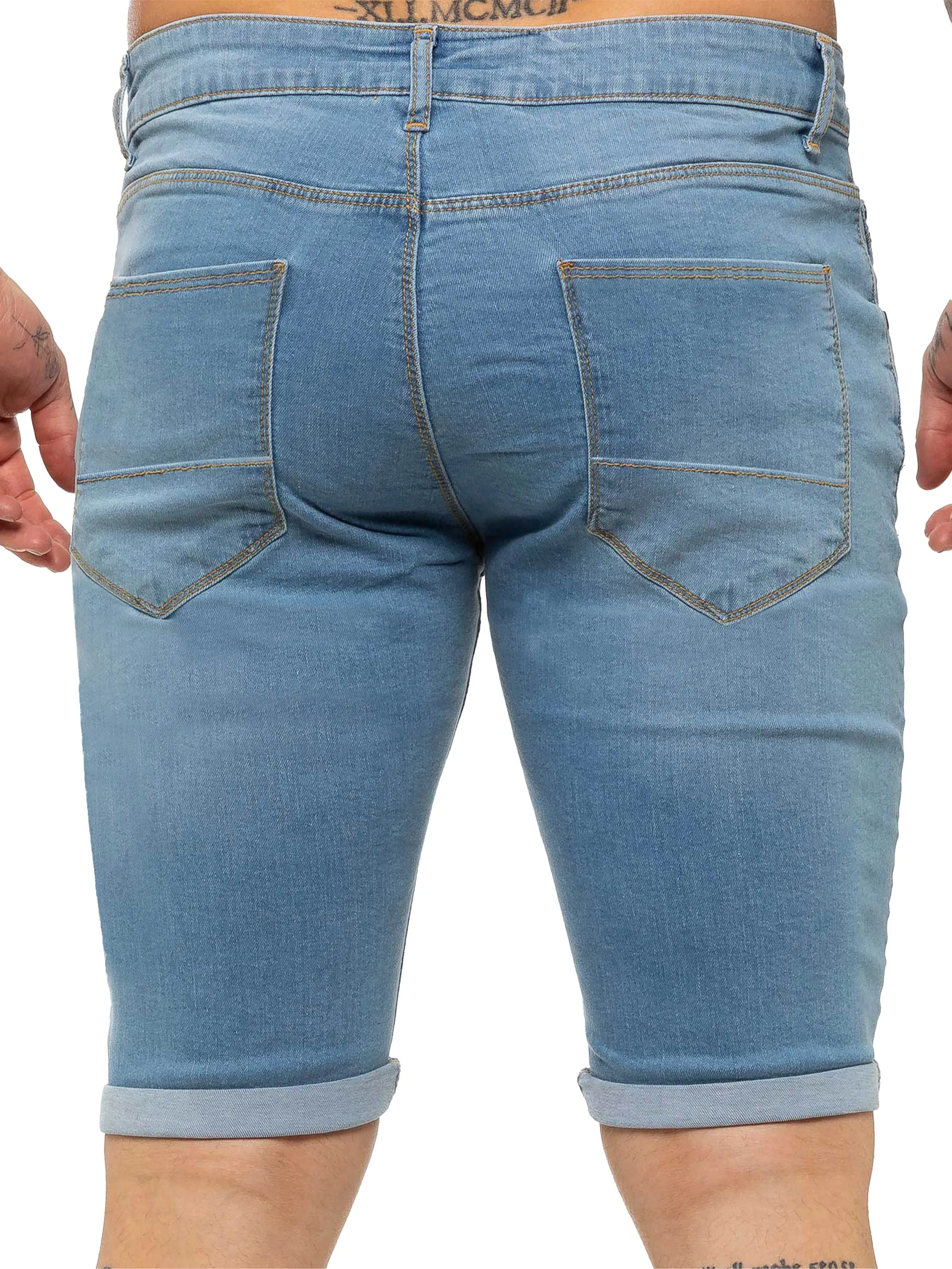 Kruze | Mens Denim Skinny Stretch Shorts