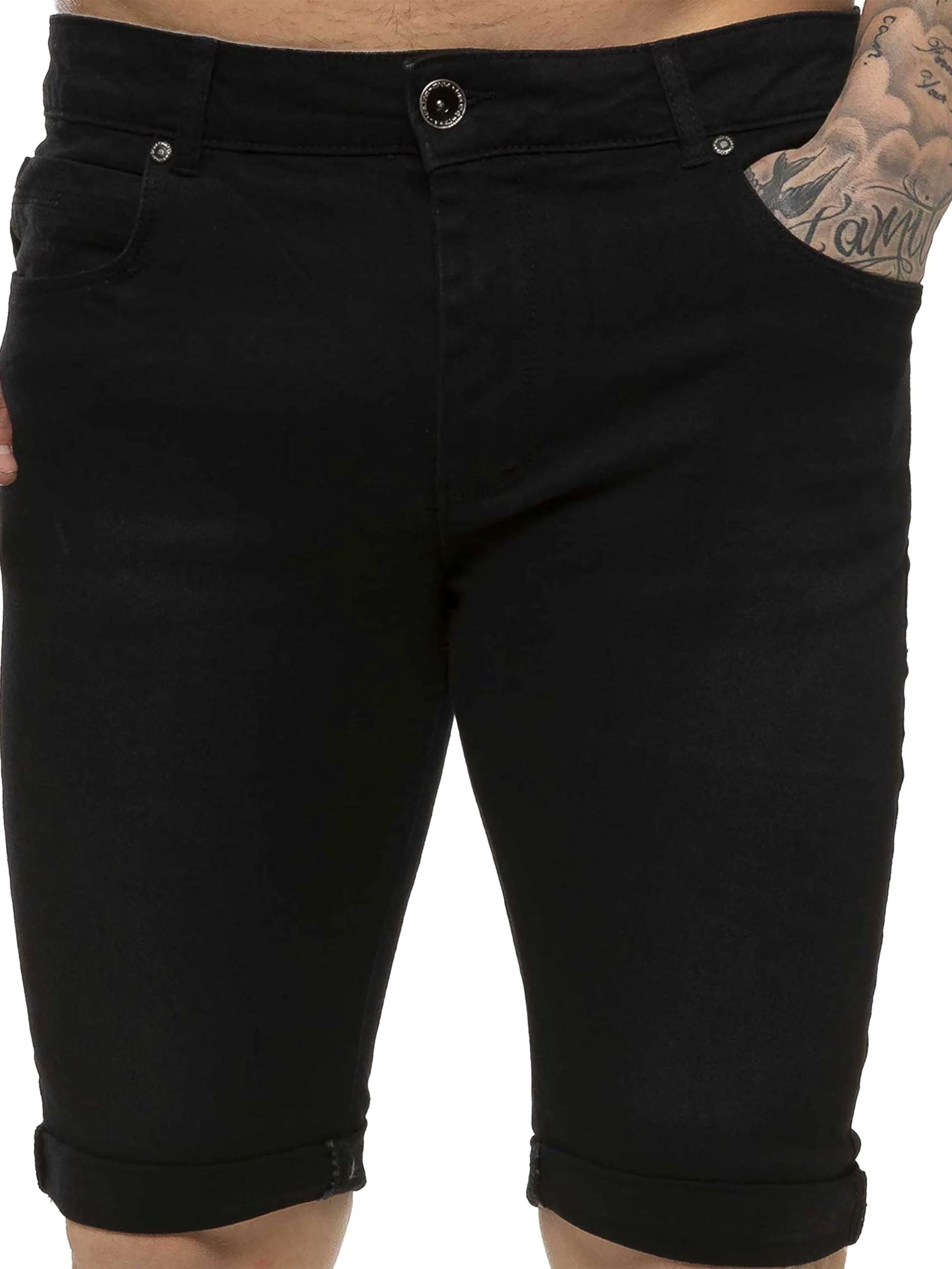 Kruze | Mens Denim Skinny Stretch Shorts