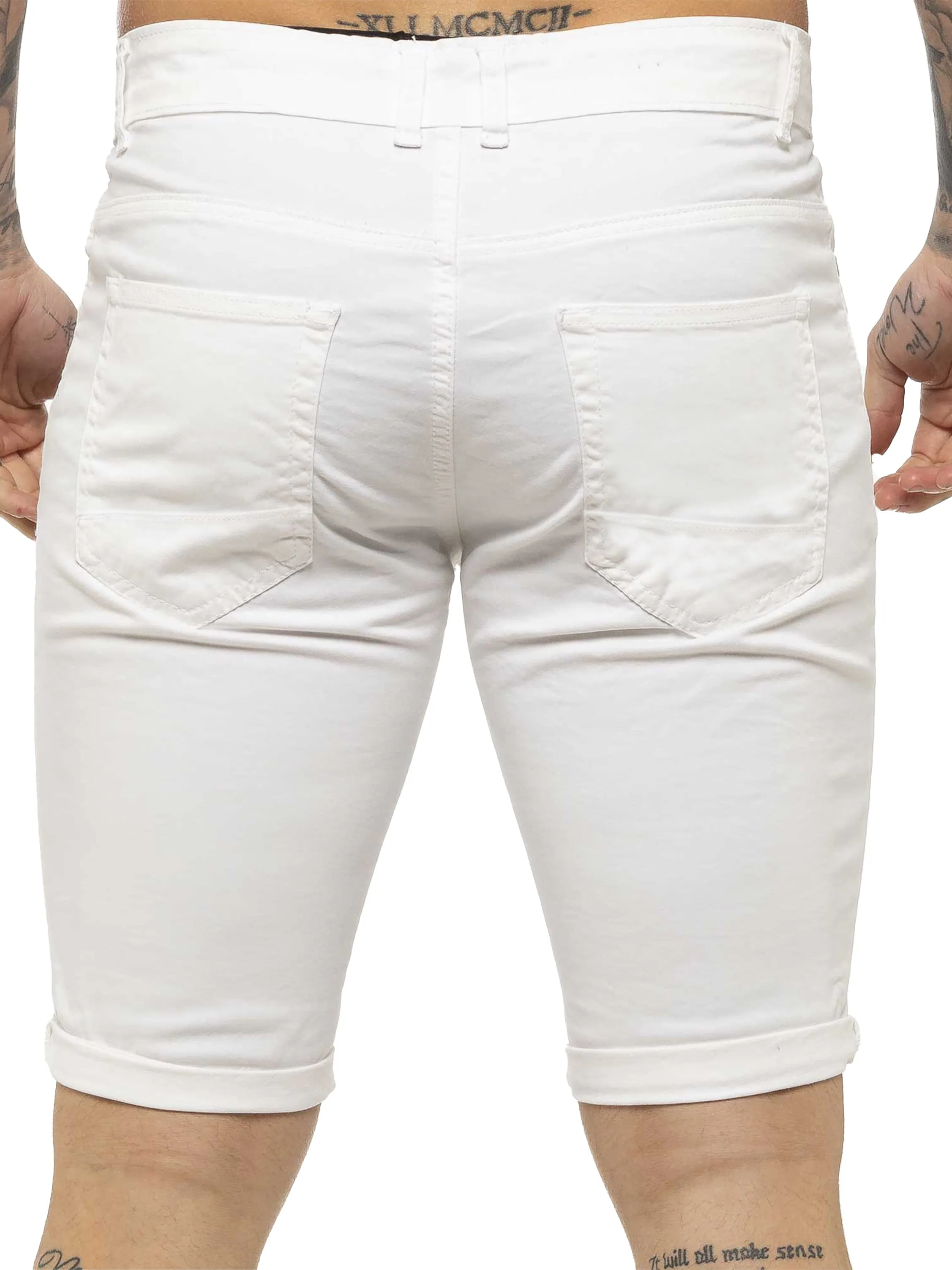 Kruze | Mens Denim Skinny Stretch Shorts