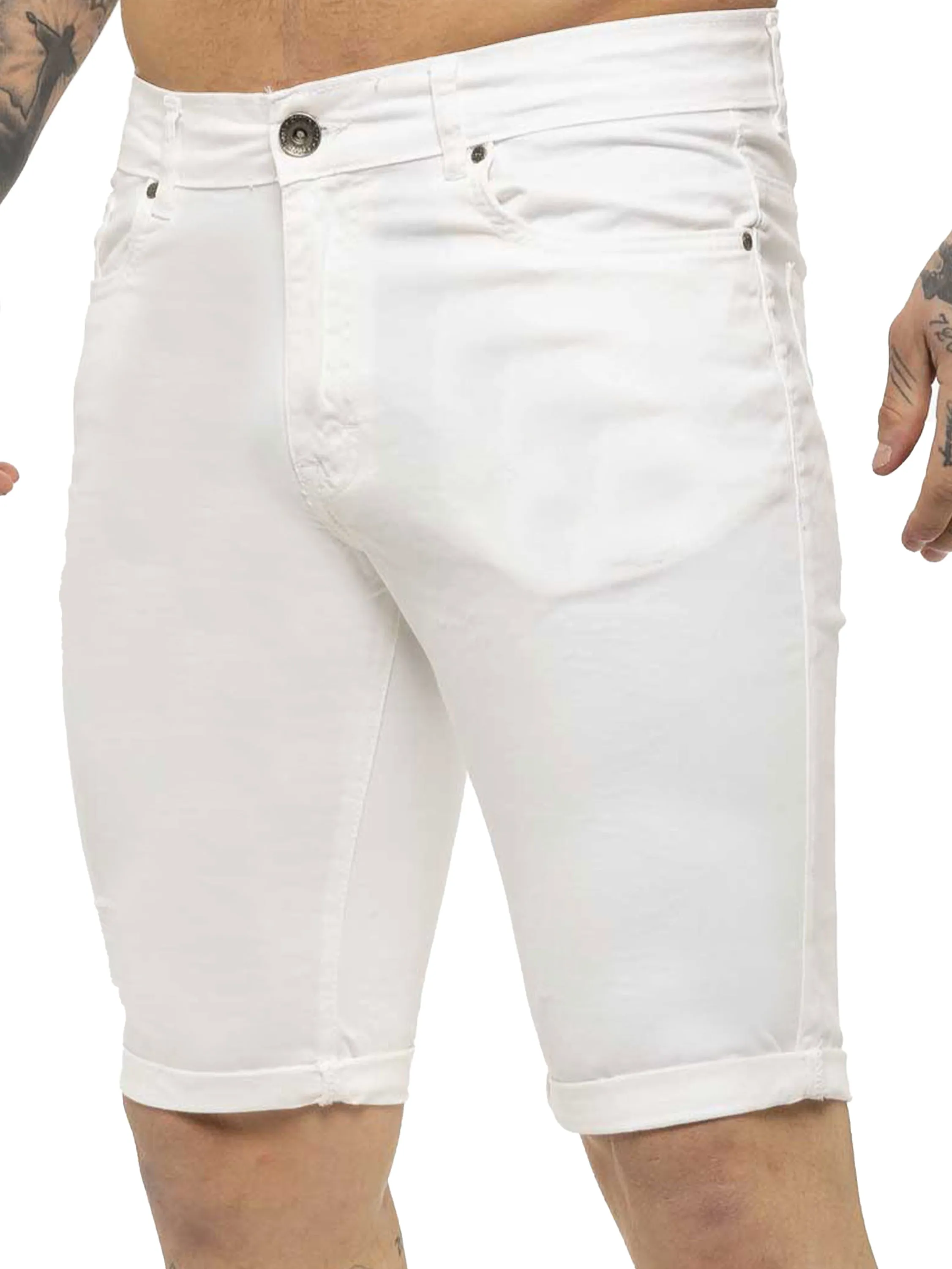 Kruze | Mens Denim Skinny Stretch Shorts