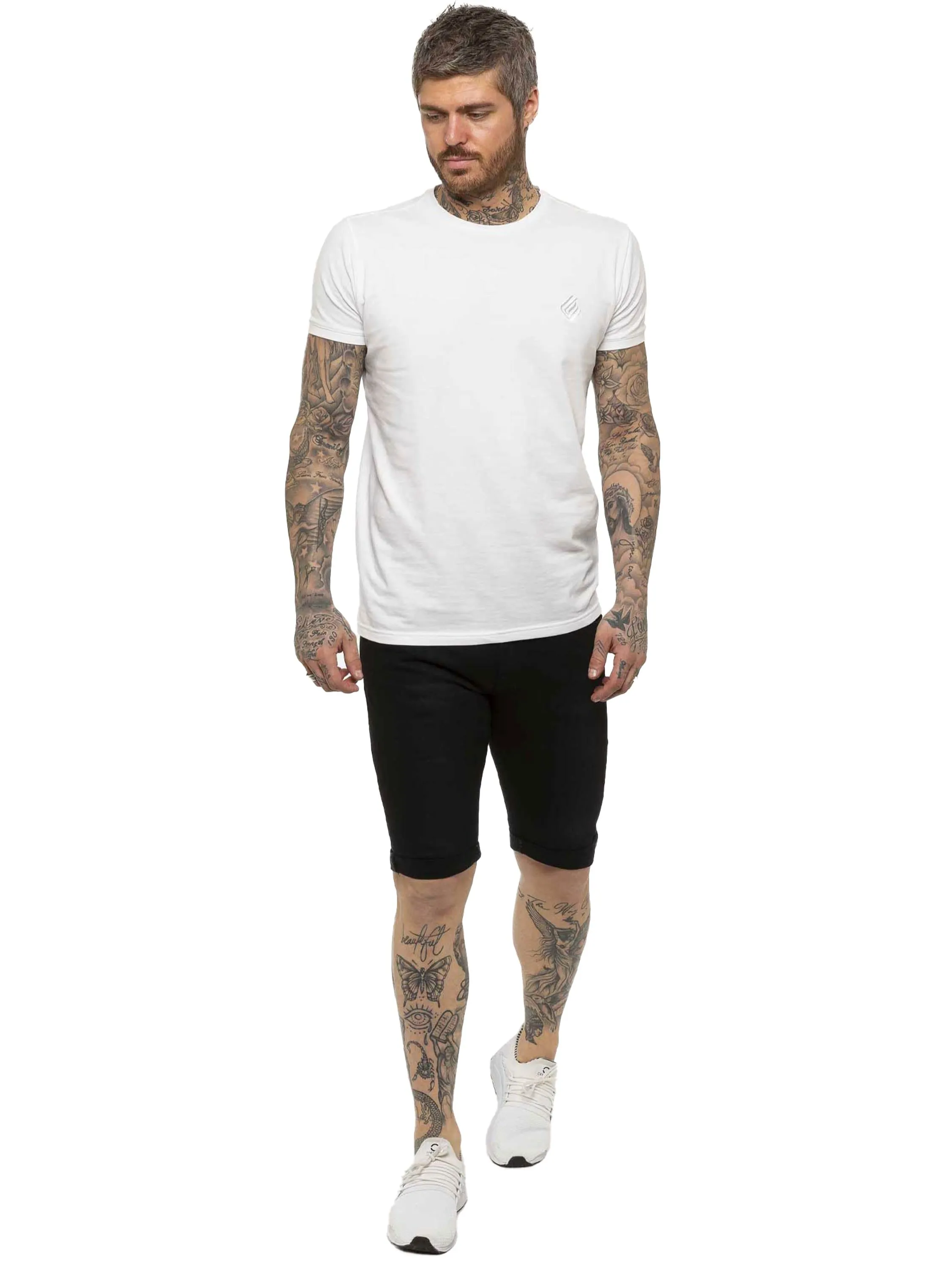 Kruze | Mens Denim Skinny Stretch Shorts