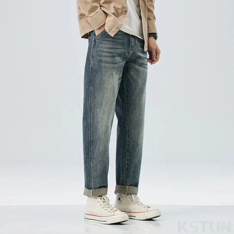 KSTUN Harem Pants Men Jeans Loose Fit Baggy Pants Fashion Pockets Designer Mens Clothing Patchwork Male Trousers Streetwear 2024