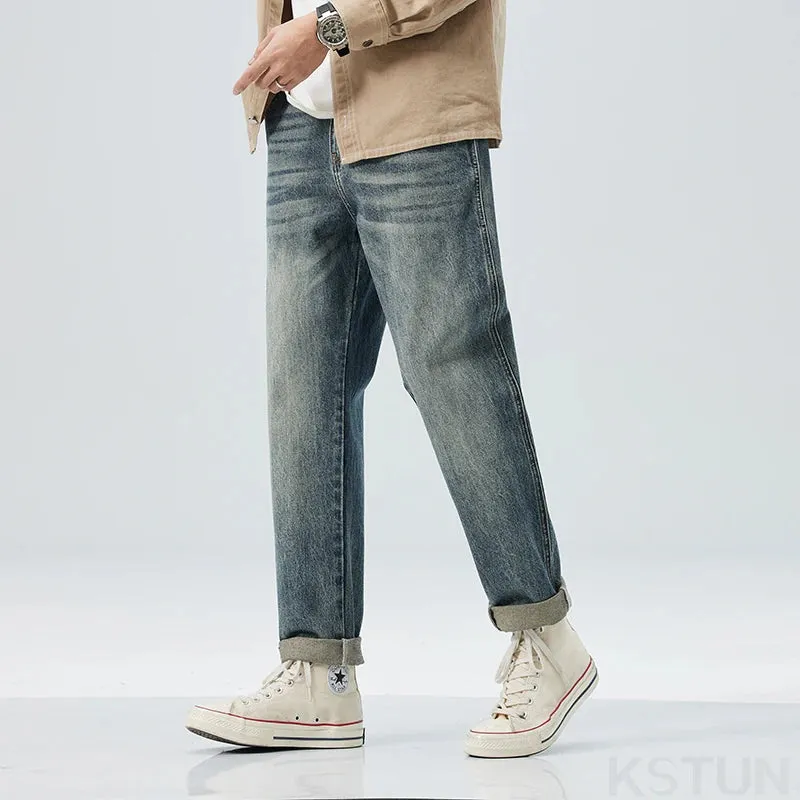 KSTUN Harem Pants Men Jeans Loose Fit Baggy Pants Fashion Pockets Designer Mens Clothing Patchwork Male Trousers Streetwear 2024
