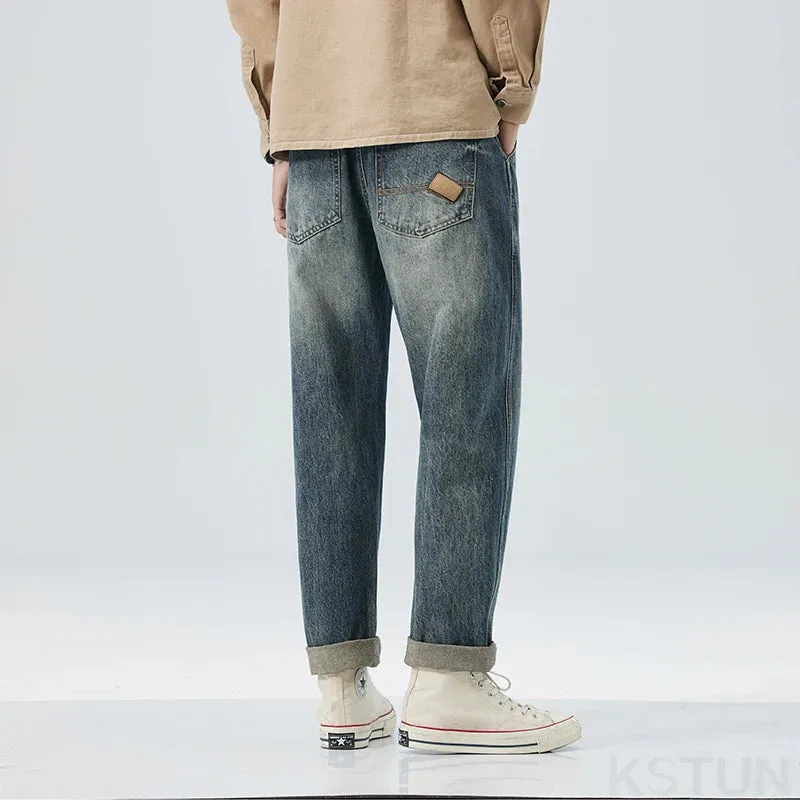 KSTUN Harem Pants Men Jeans Loose Fit Baggy Pants Fashion Pockets Designer Mens Clothing Patchwork Male Trousers Streetwear 2024
