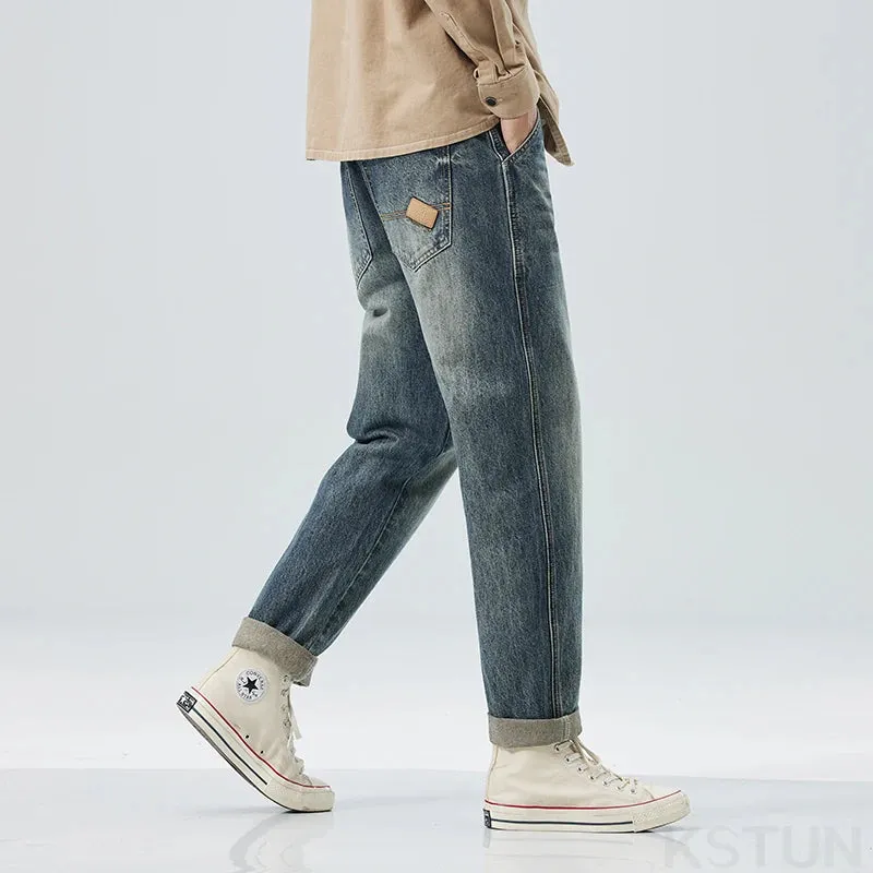 KSTUN Harem Pants Men Jeans Loose Fit Baggy Pants Fashion Pockets Designer Mens Clothing Patchwork Male Trousers Streetwear 2024