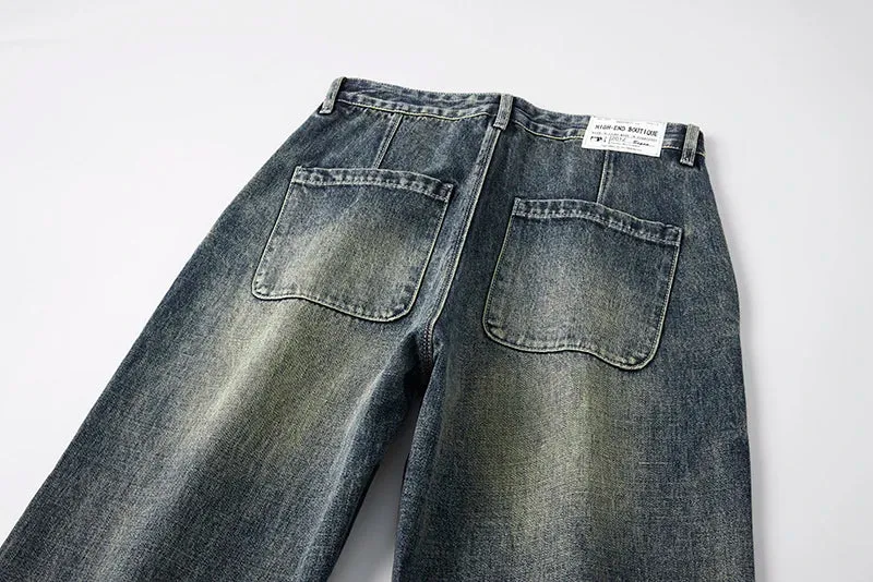 KSTUN Loose Jeans Men Baggy Pants Wide Leg Retro Blue Streetwear Men's Clothing Male Denim Trousers Cowboys Brand Jeans Homme