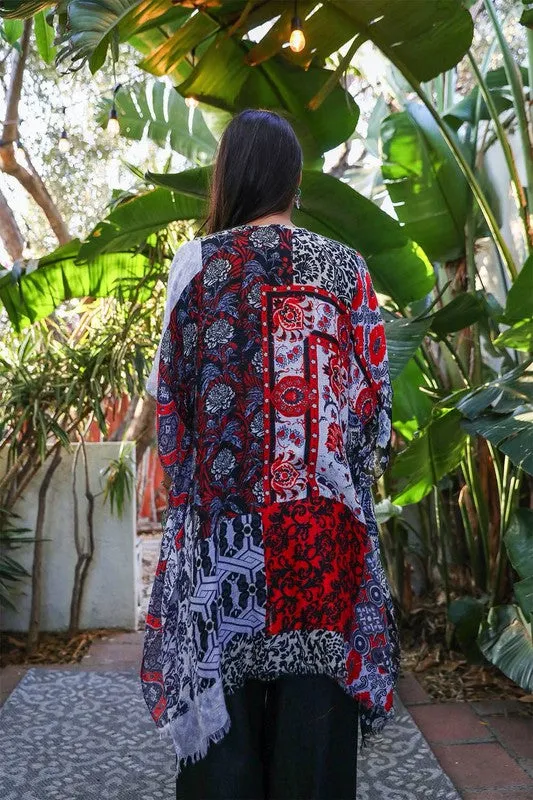 Leto Vibrant Boho Floral Patchwork Kimono