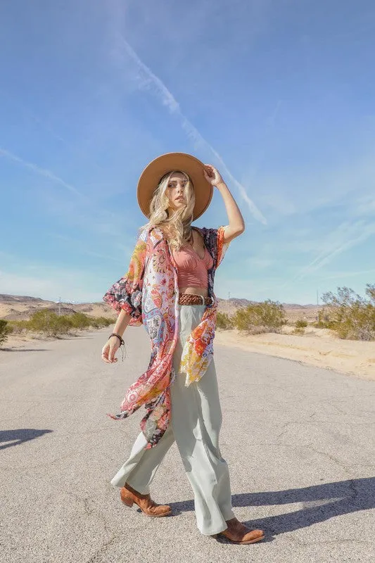 Leto Vibrant Boho Floral Patchwork Kimono