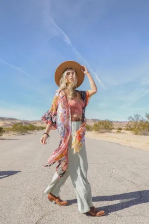 Leto Vibrant Boho Floral Patchwork Kimono