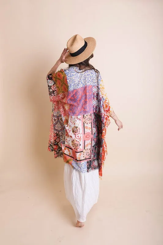 Leto Vibrant Boho Floral Patchwork Kimono