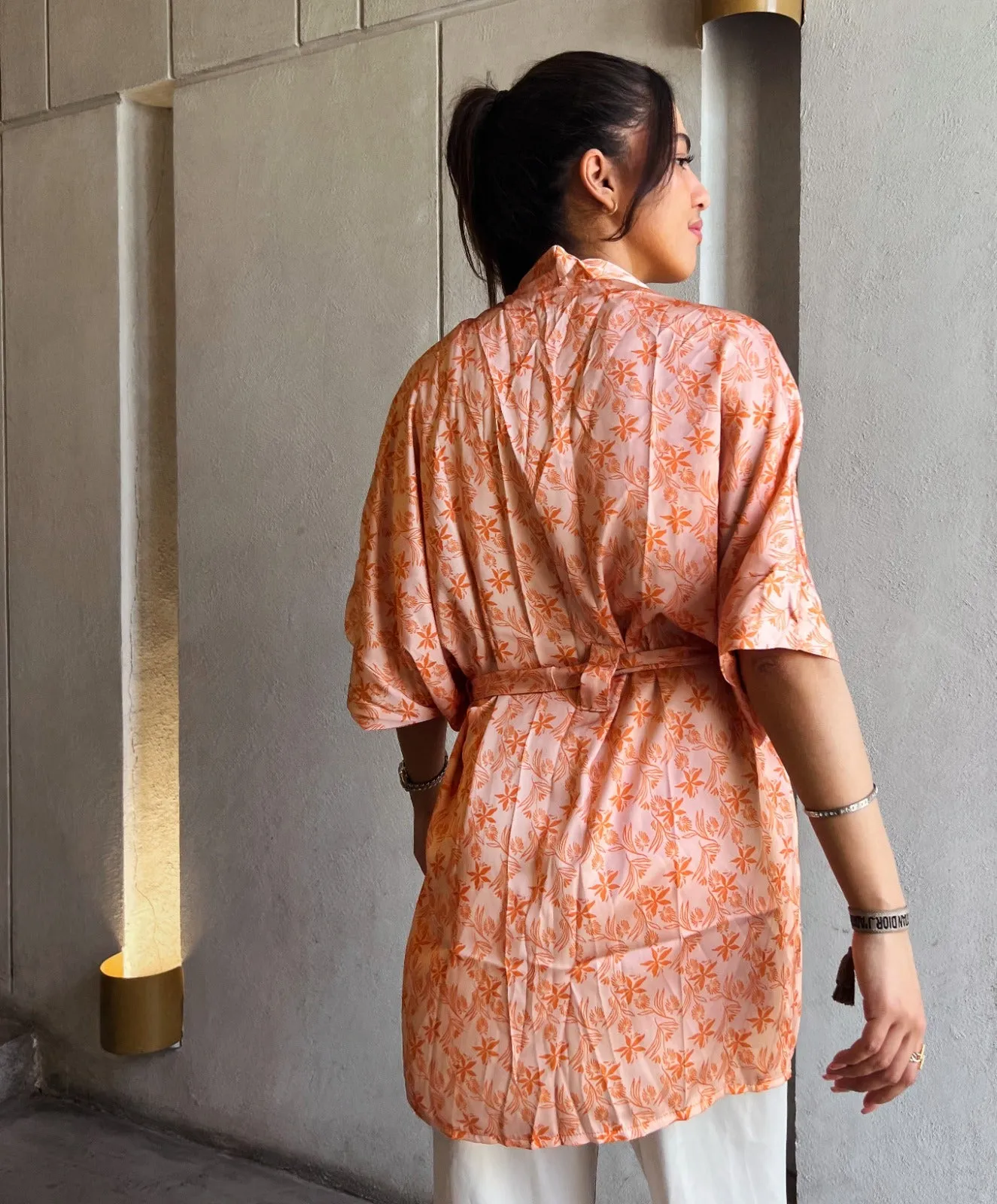 Lilium Short Kimono Orange