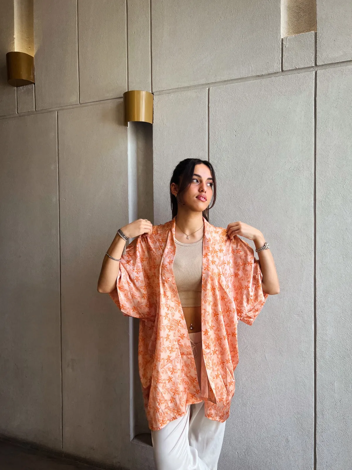Lilium Short Kimono Orange