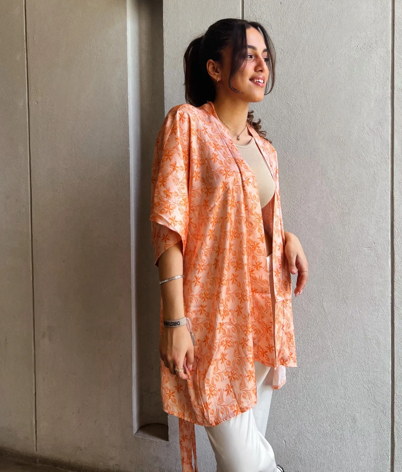 Lilium Short Kimono Orange
