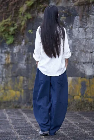 Loose linen lanten pants with Ethnic style J094