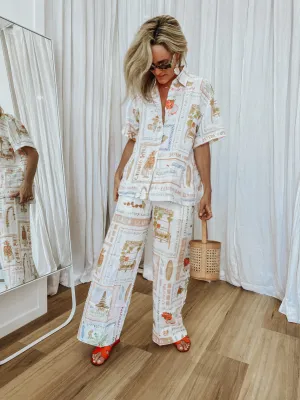 Lottie Pants Printed Linen - Wholesale
