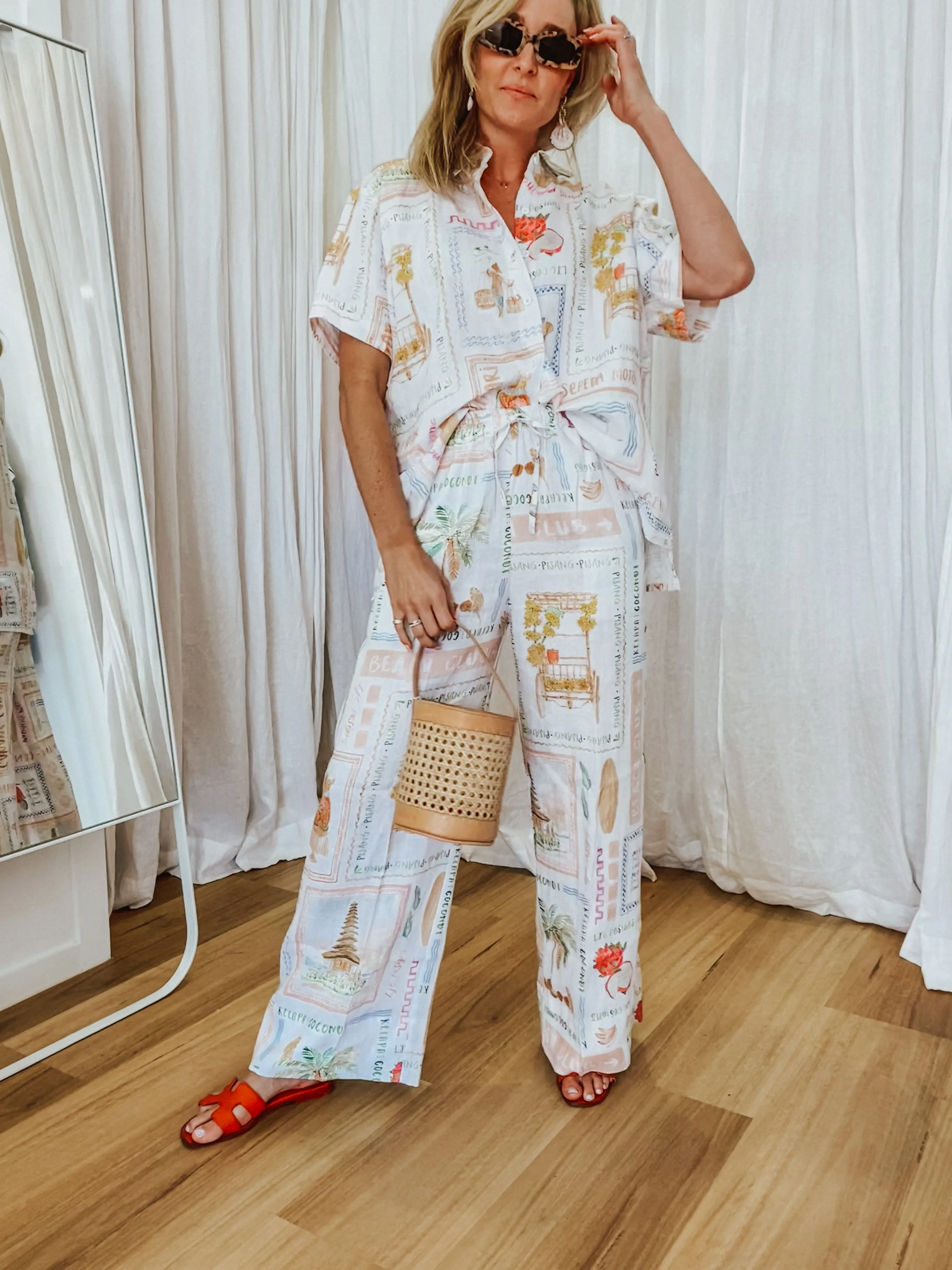 Lottie Pants Printed Linen - Wholesale