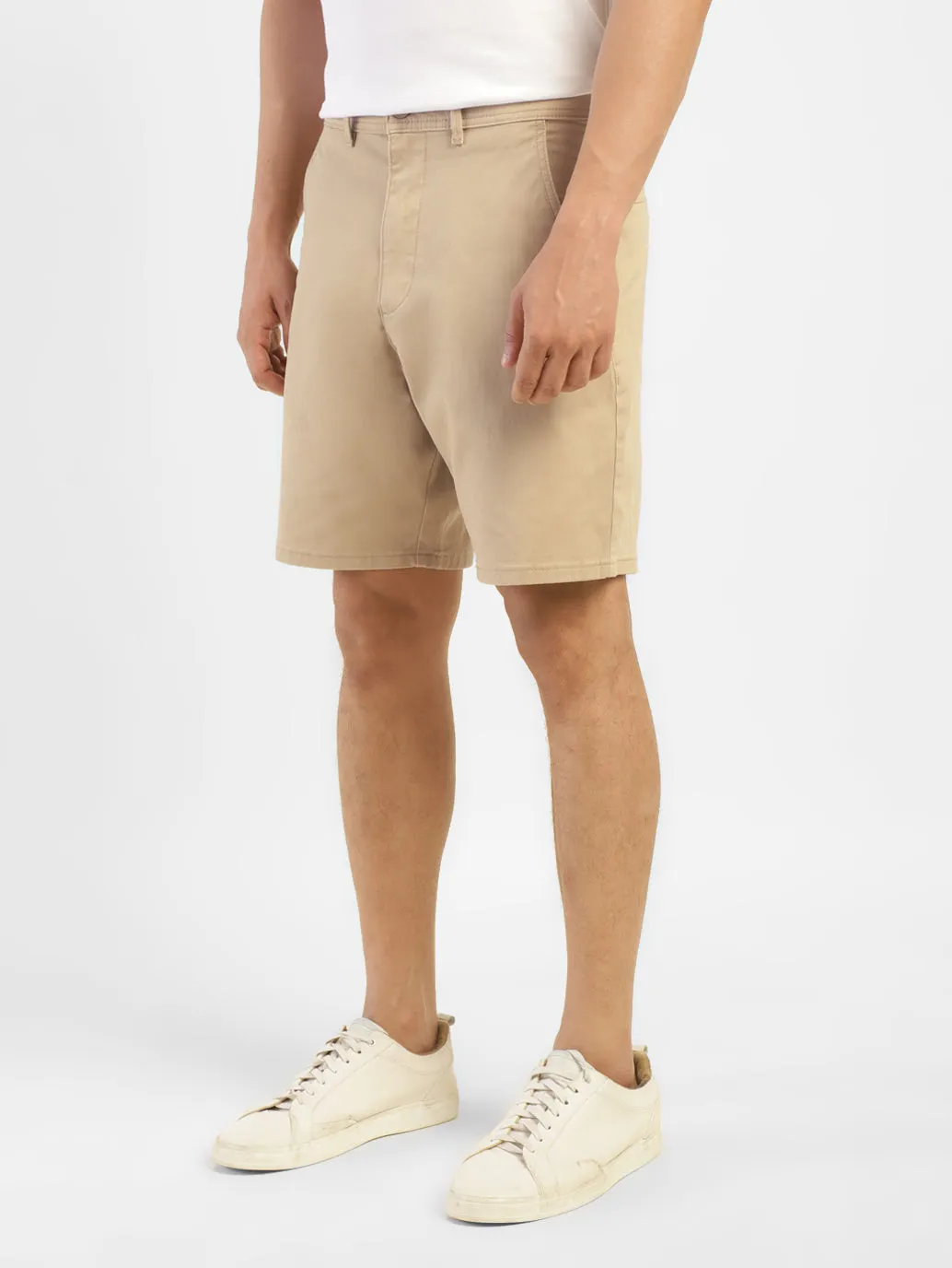 Men's Beige Slim Tapered Fit Shorts
