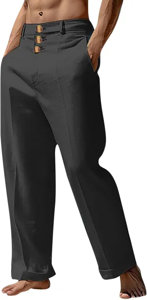 Mens Casual Pants Summer Trendy Relaxed Fit Lightweight Comfy Beach Pant Lounge Vacation Travel Leisure Trousers 2025
