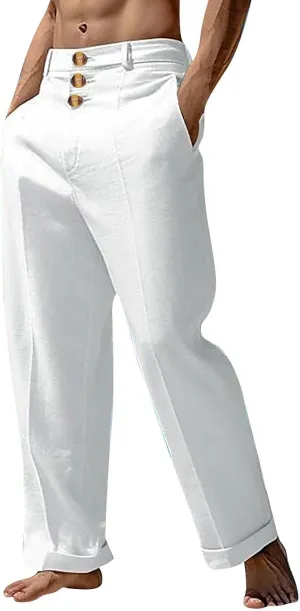 Mens Casual Pants Summer Trendy Relaxed Fit Lightweight Comfy Beach Pant Lounge Vacation Travel Leisure Trousers 2025