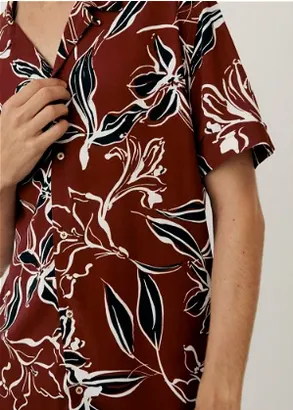 Men's Maroon Floral All Over Printed Oversized Shirt