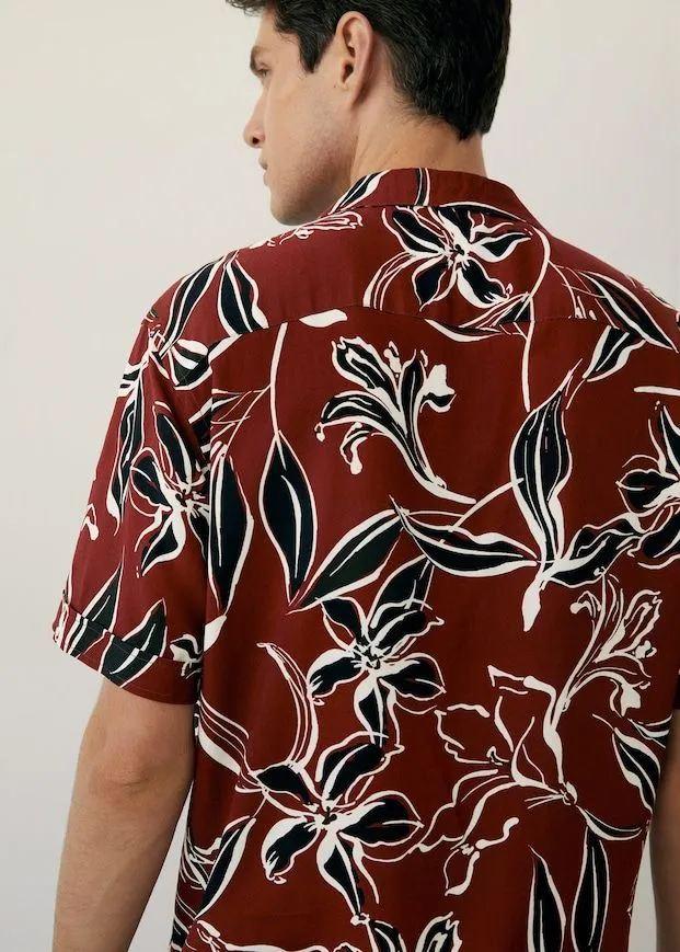 Men's Maroon Floral All Over Printed Oversized Shirt