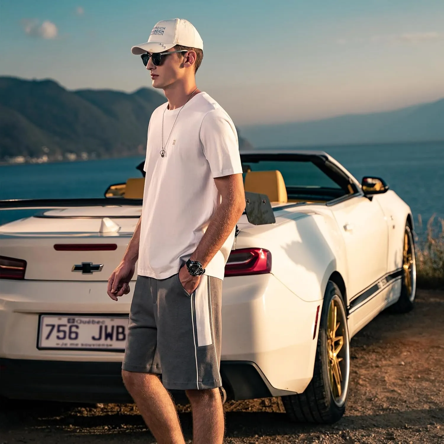 Men's Pure Cotton T-Shirt, Classic Round Neck Short Sleeved Top，Mens Crew Neck T Shirts